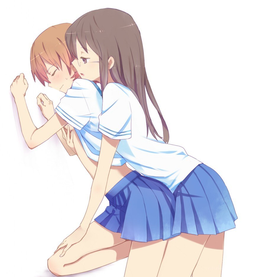 anime girls hugging