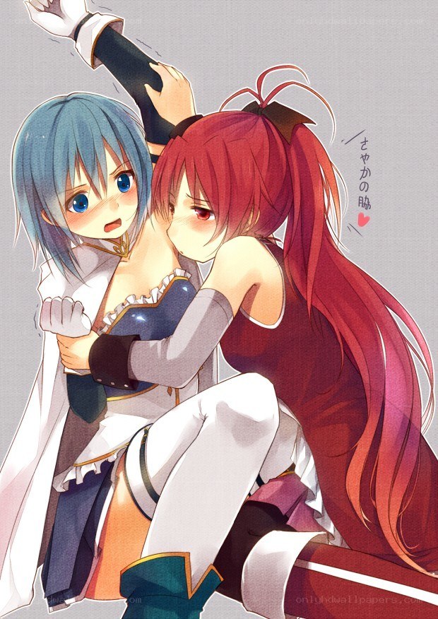 Anime girls hugging