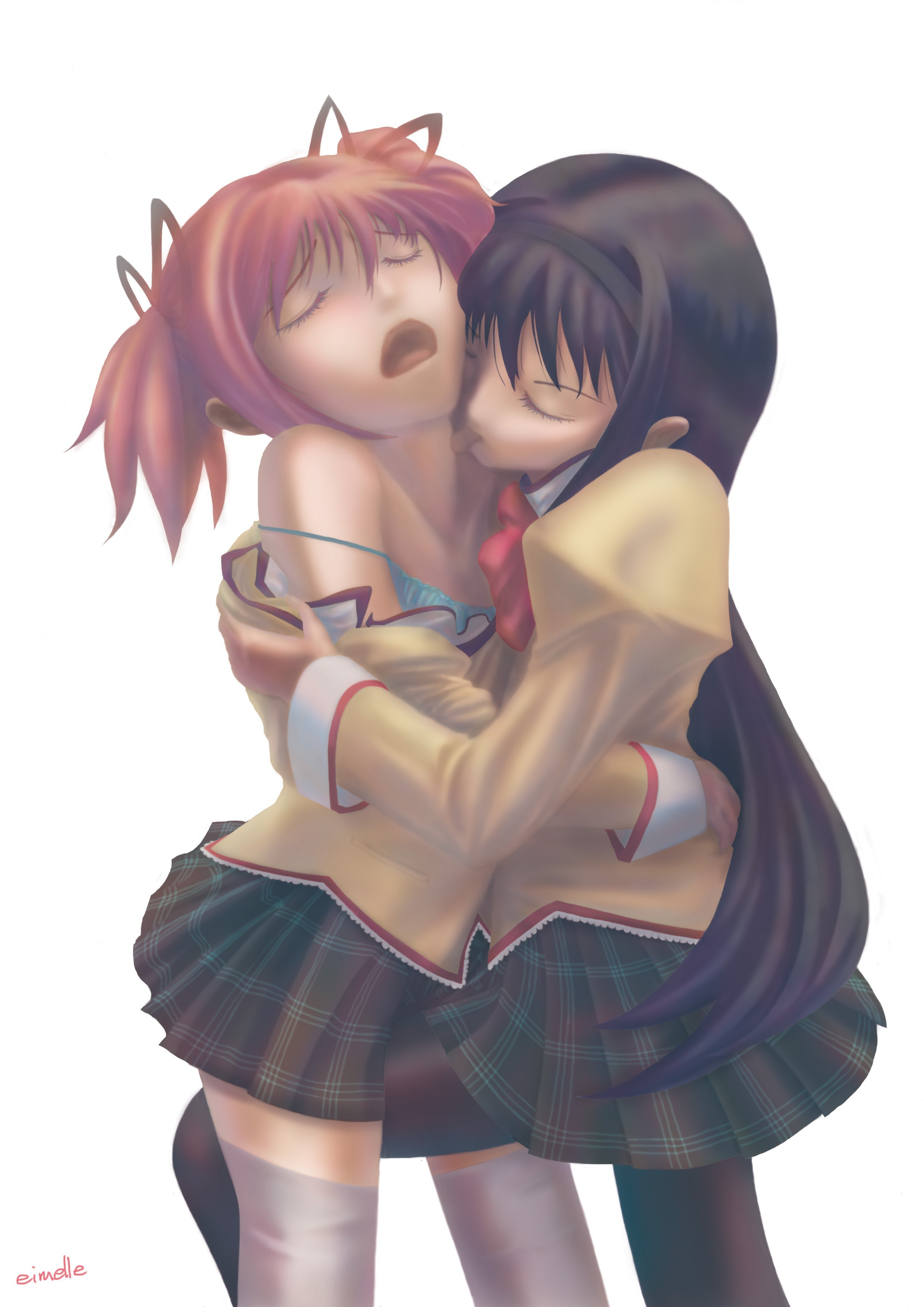 anime girls hugging