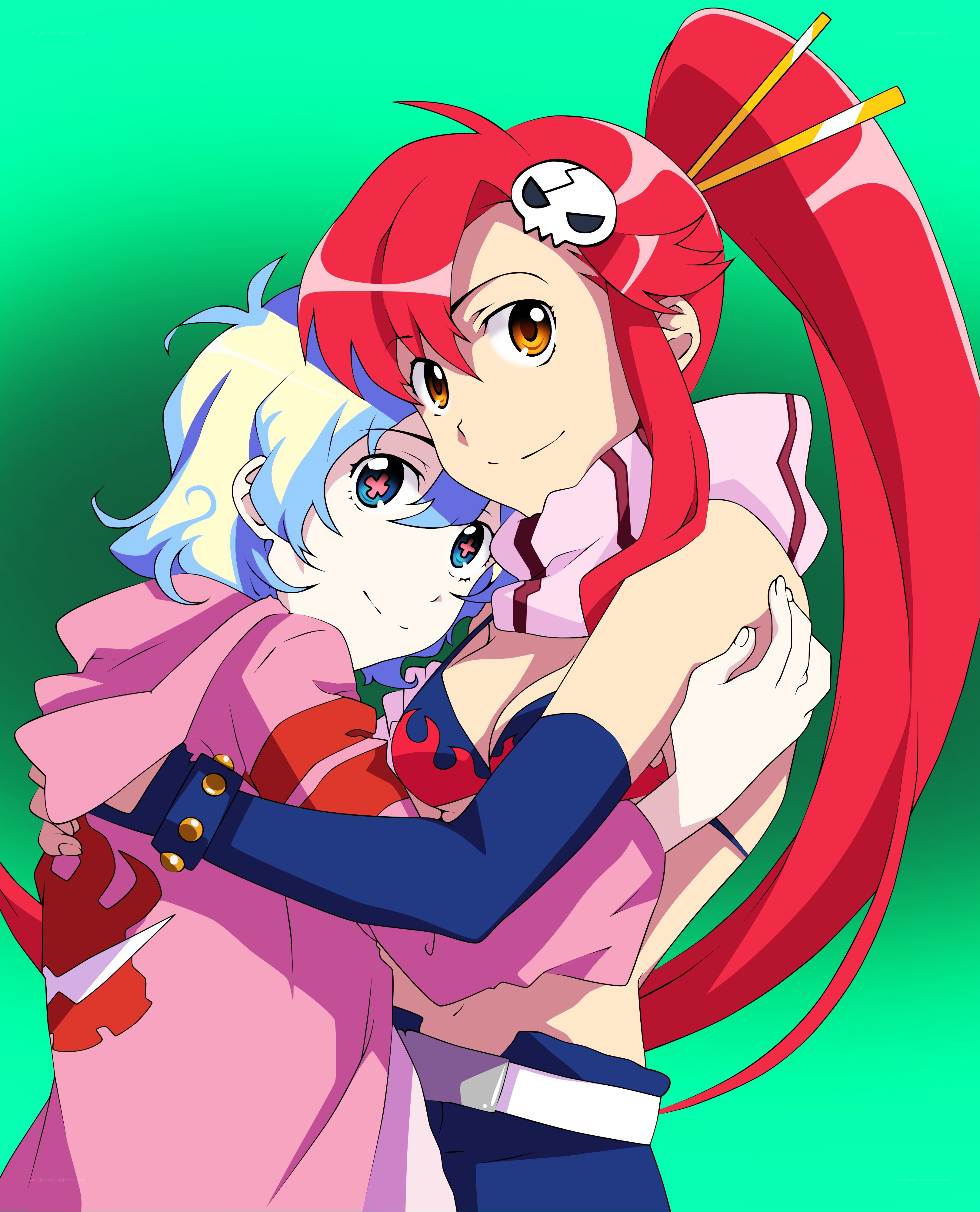 anime girls hugging