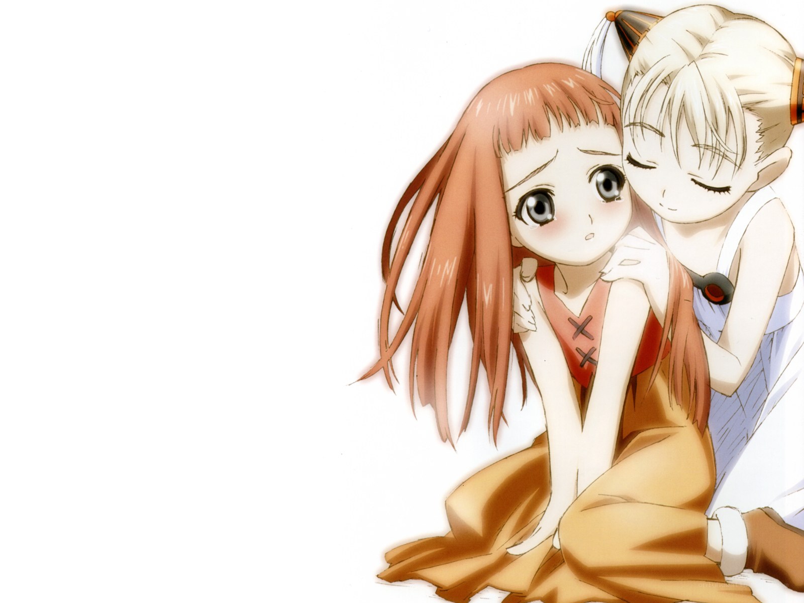 Anime girls hugging