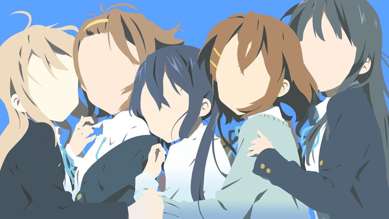 Anime Girls Hugging — Blue, Calm