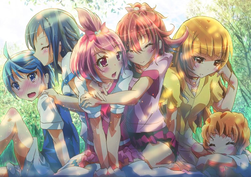 Anime Girls Hugging — Pink