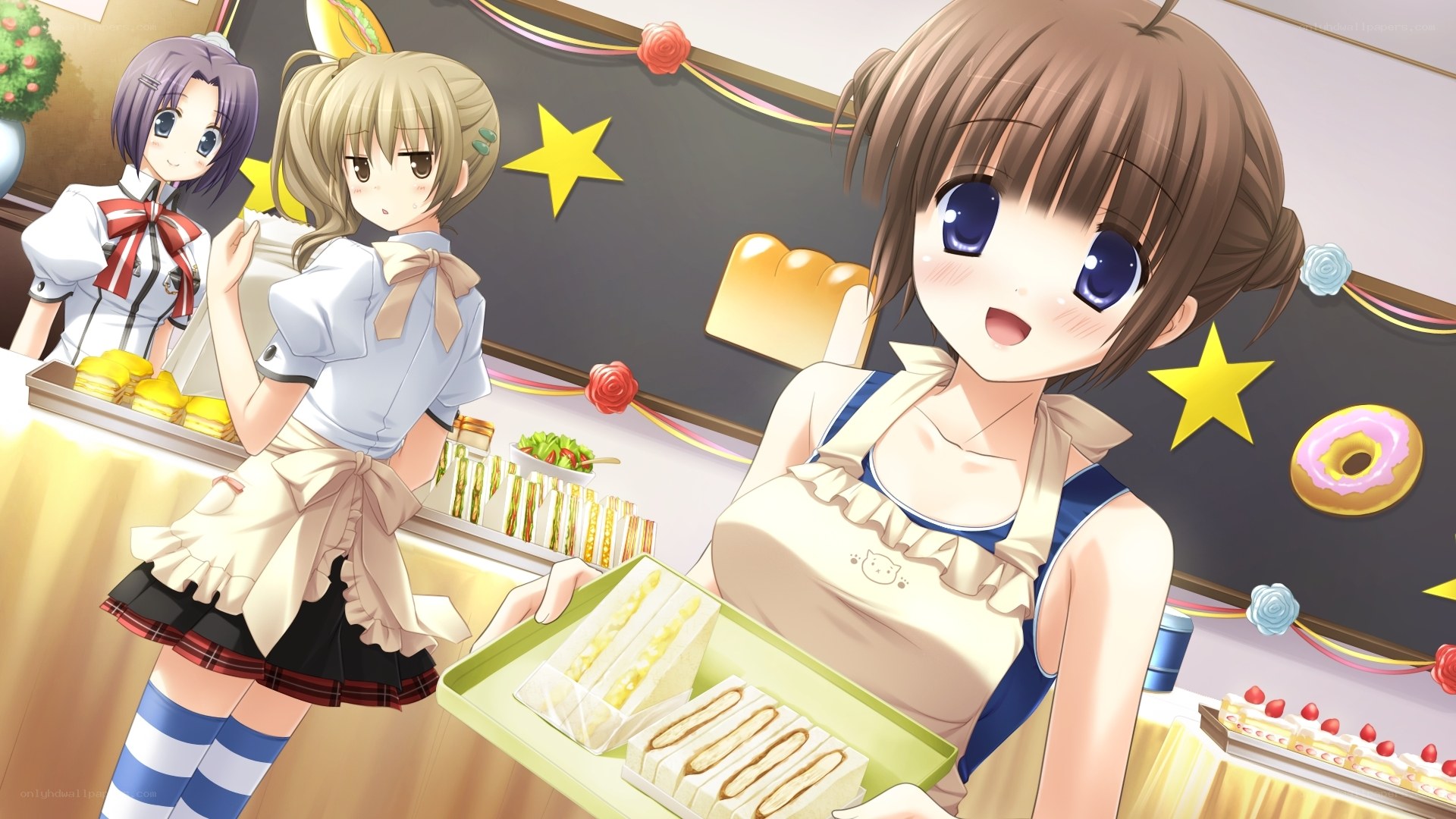 Anime girls in a bakery