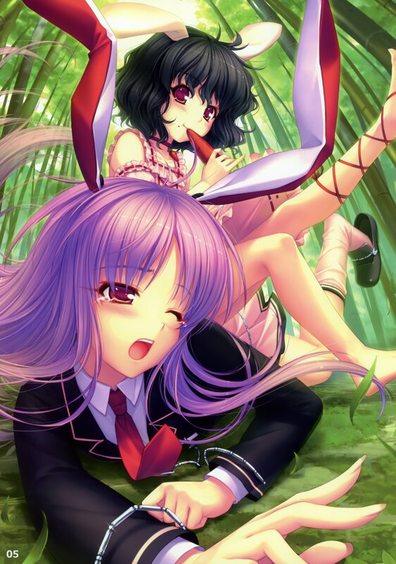 Anime girls in a bamboo grove