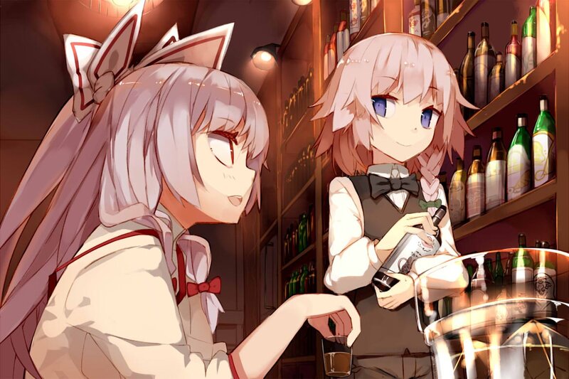 Anime girls in a bar