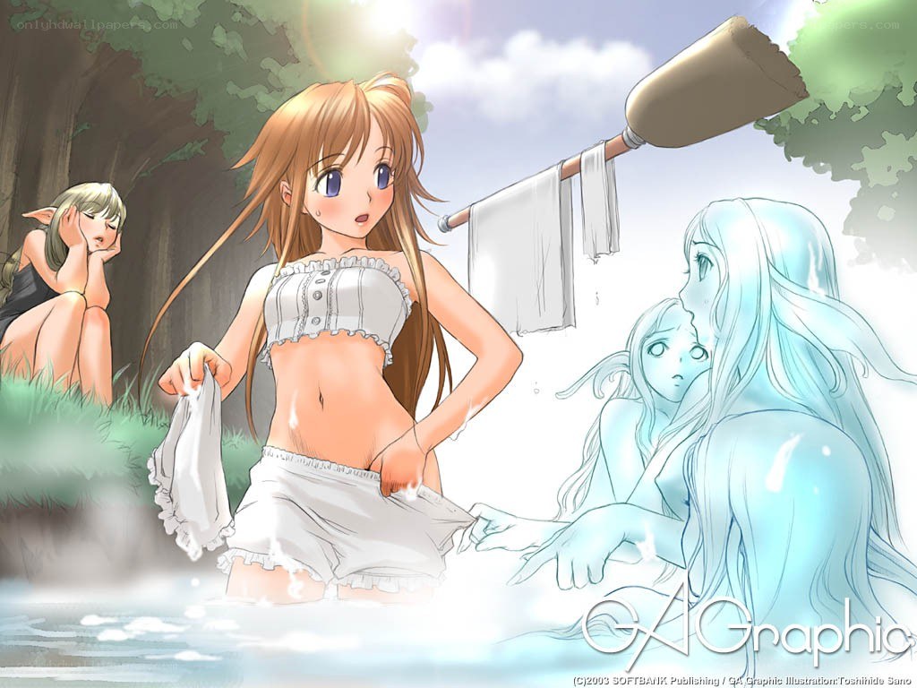 Anime girls in a bath scene