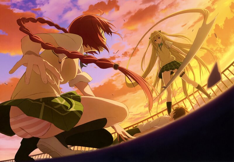 Anime girls in a battle scene