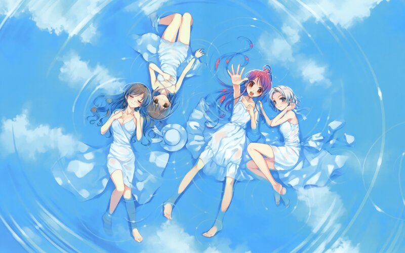 anime girls in a blue vortex