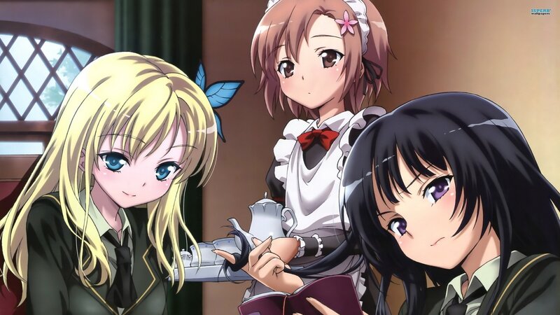 anime girls in a cafe