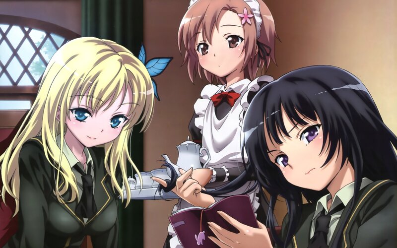 anime girls in a cafe