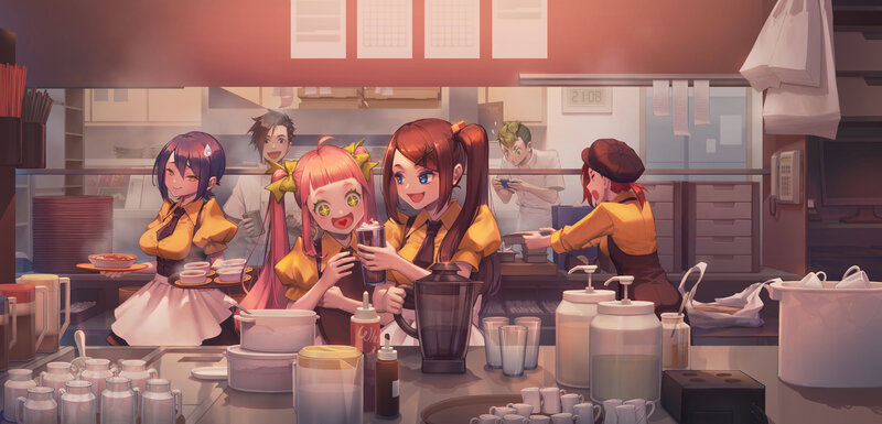 Anime Girls in a Cafe — Orange