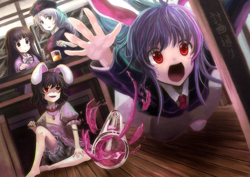Anime girls in a cafe scene