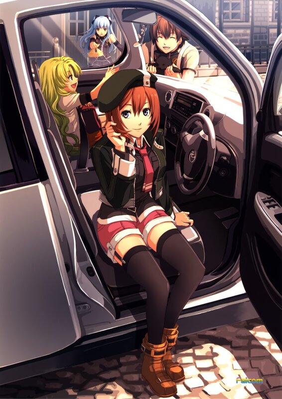 anime girls in a car