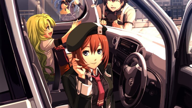 anime girls in a car