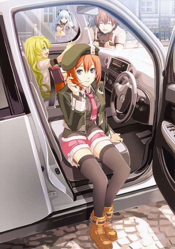 anime girls in a car