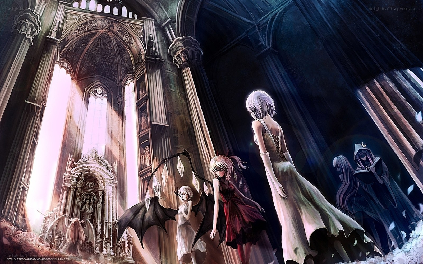 Anime girls in a cathedral