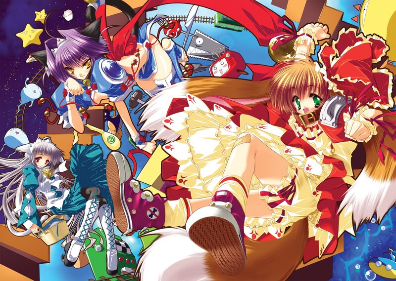 Anime girls in a chaotic scene