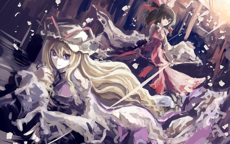 Anime girls in a chaotic scene