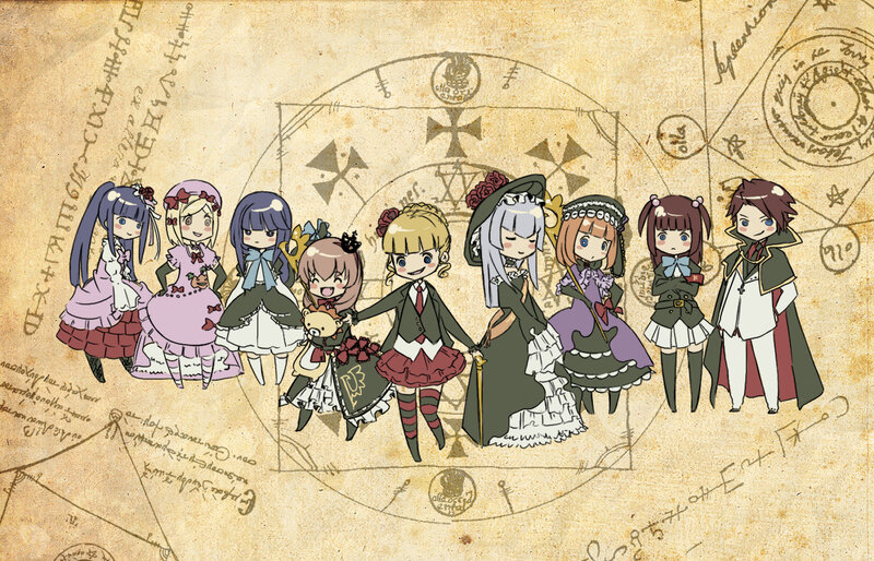 anime girls in a circle