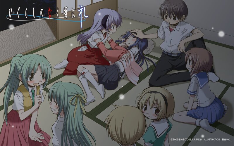 anime girls in a circle