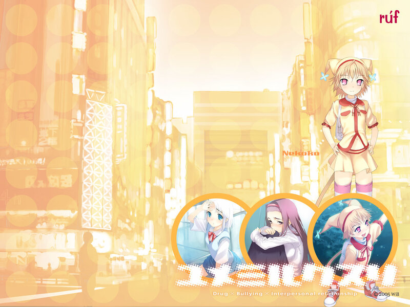 Anime girls in a cityscape