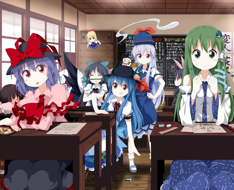Anime girls in a classroom