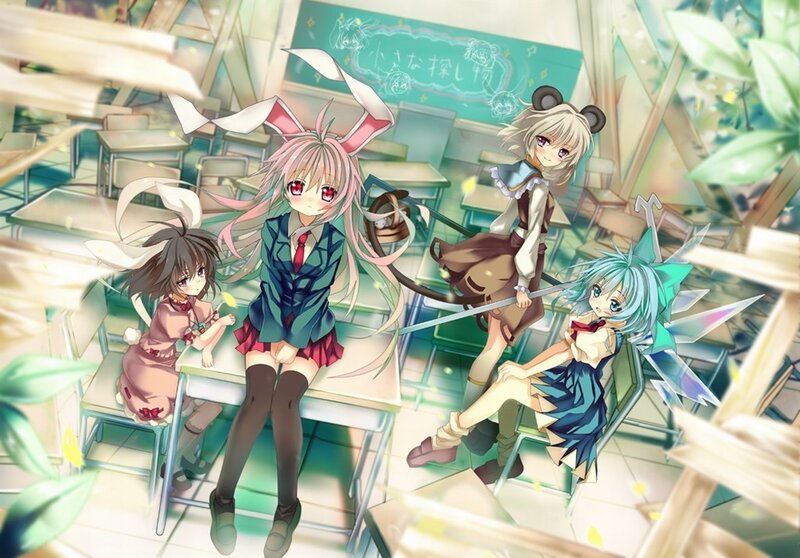 Anime girls in a classroom
