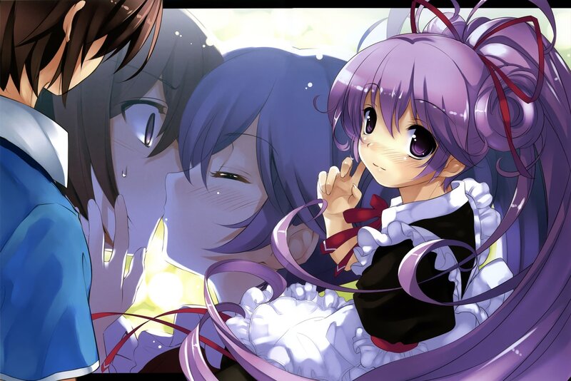 Anime girls in a close moment