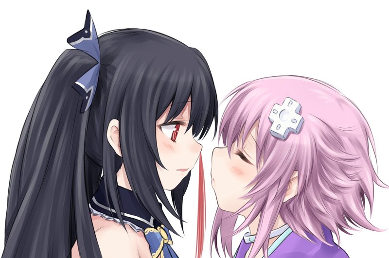 anime girls in a close moment