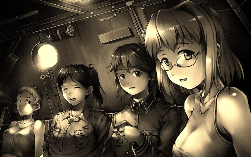 anime girls in a cockpit