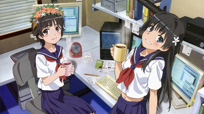 Anime girls in a computer lab