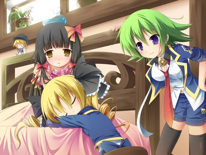 Anime girls in a cozy room