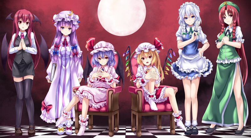 anime girls in a dark room
