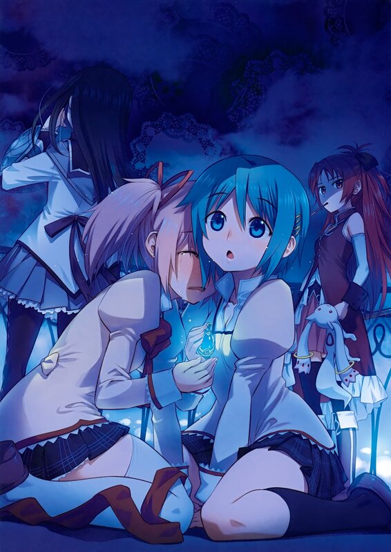 Anime girls in a dark scene