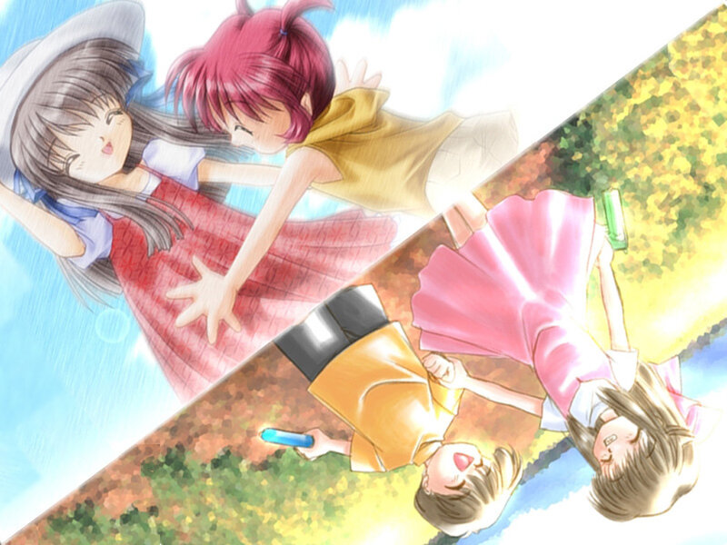 Anime girls in a dreamlike scene