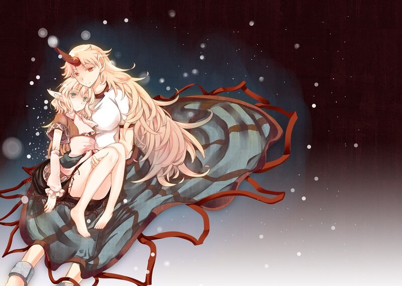 Anime girls in a dreamy embrace