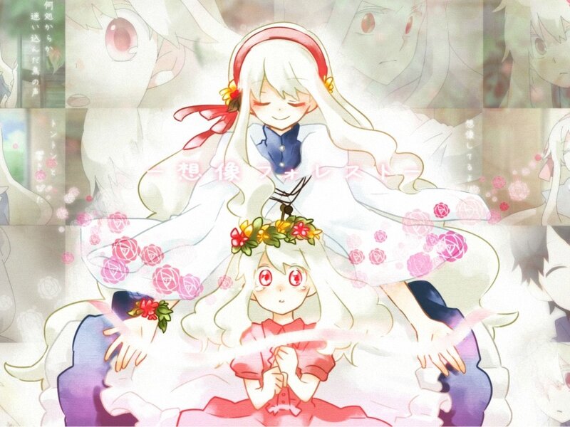 Anime girls in a dreamy forest