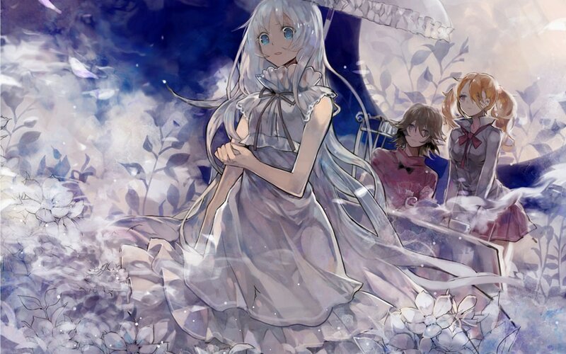 anime girls in a dreamy garden