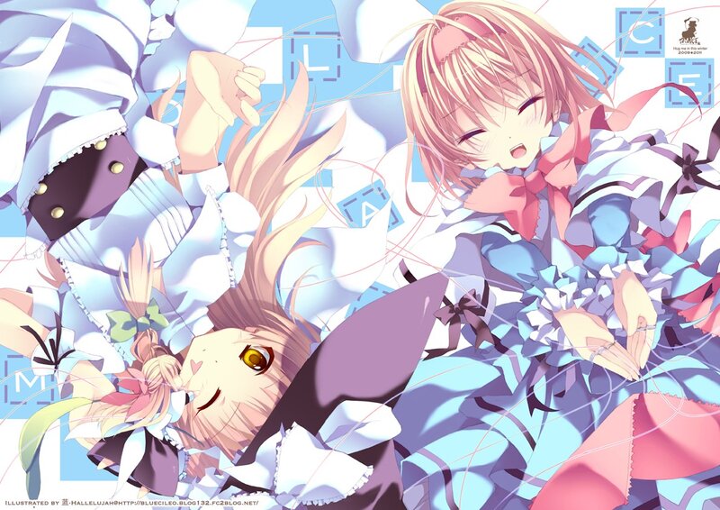 Anime girls in a dreamy scene