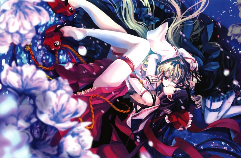 Anime girls in a dreamy scene