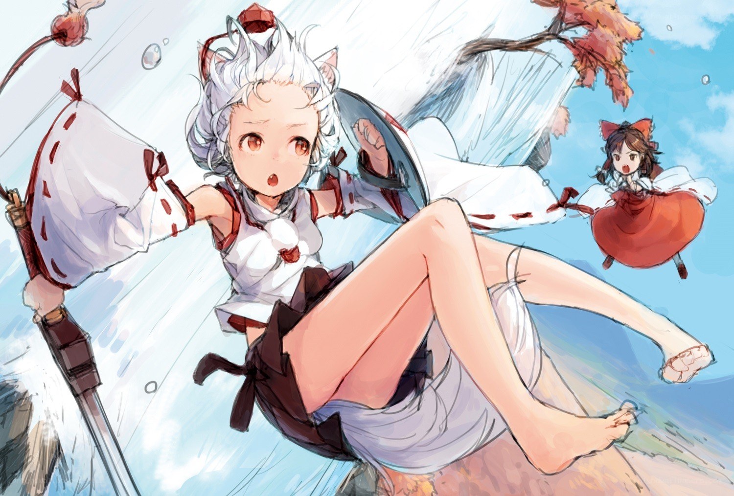 Anime girls in a dynamic scene