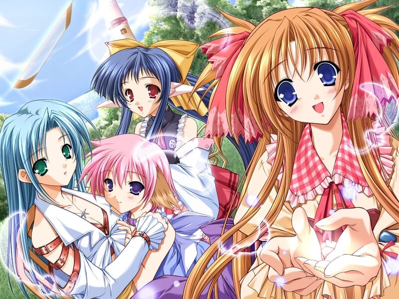 anime girls in a fantasy setting