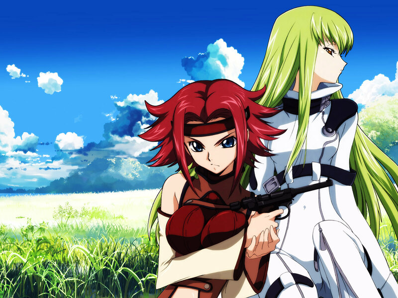 anime girls in a field