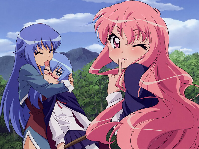 anime girls in a field