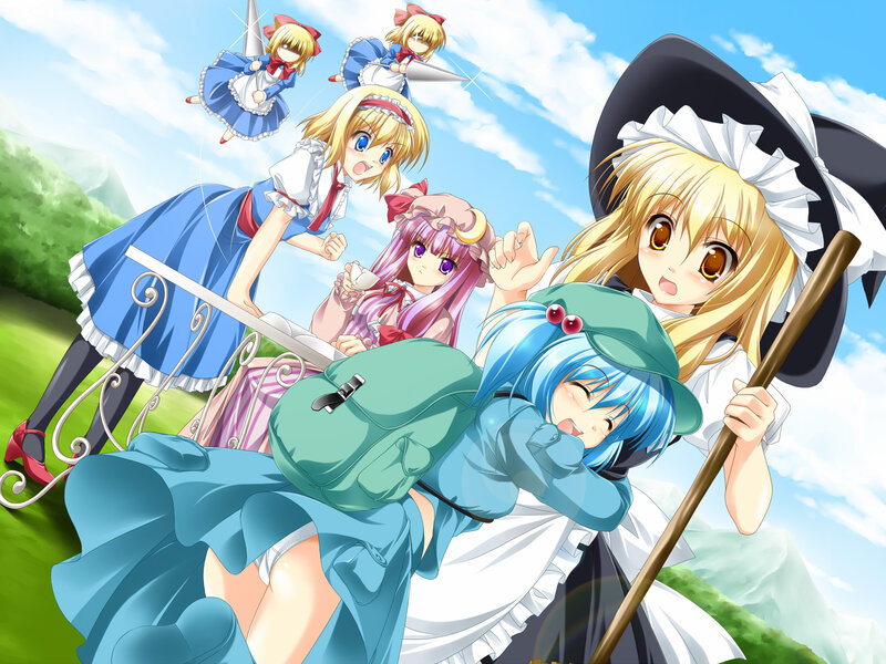 anime girls in a field