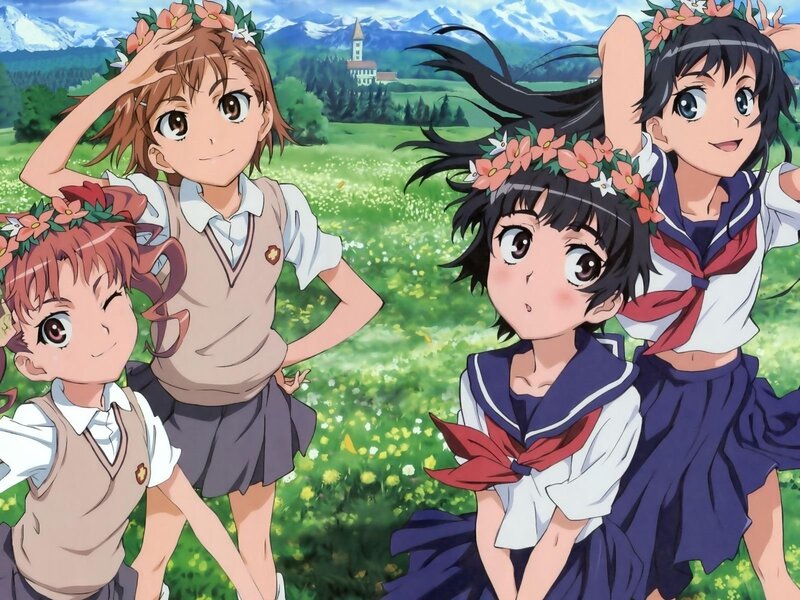 anime girls in a field