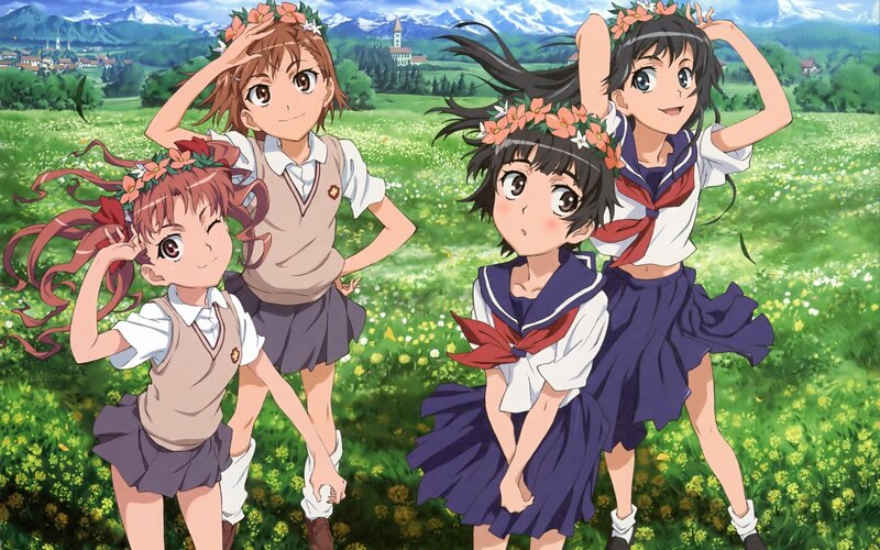 anime girls in a field