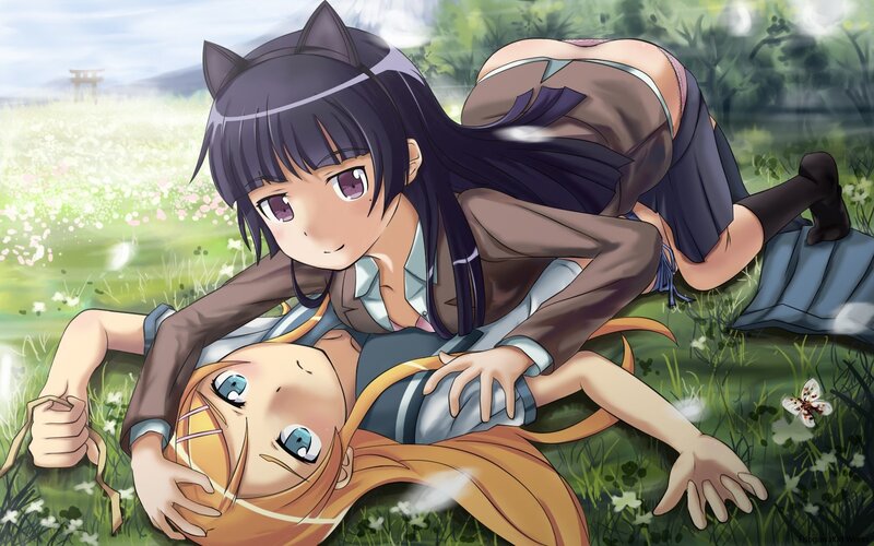 Anime girls in a field