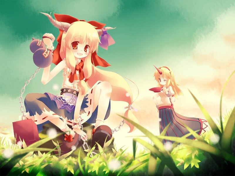 Anime girls in a field